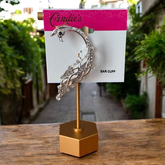 Candies Silver Crystal Rhinestone Peacock Ear Cuff - Picture 2 of 2